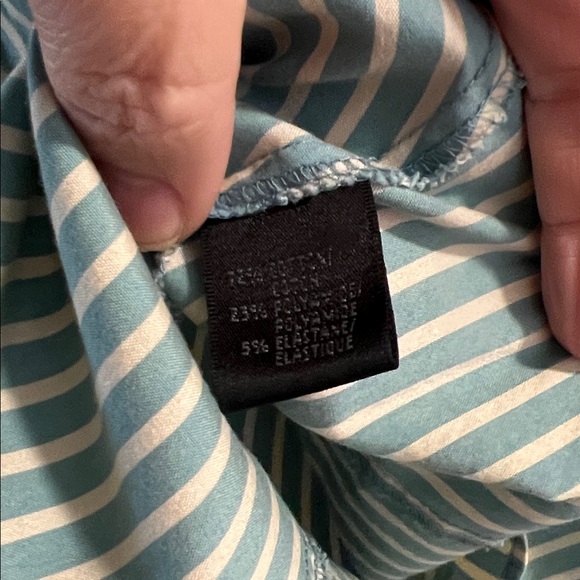 Lafayette 148 Robin’s Egg Blue Striped Button Down Shirt - Picture 6 of 6